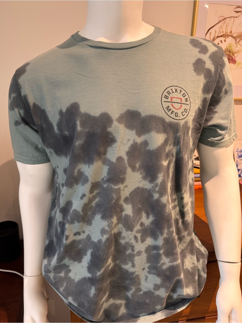 Brixton Short-Sleeve Green and Dark Gray Tie-Dye Logo Tee